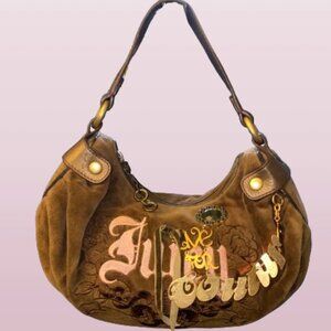 RARE AUTHENTIC JUICY COUTURE BROWN HOBO VELOUR BAG Y2K